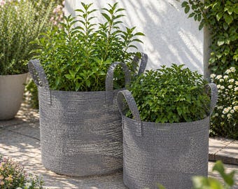 HDPE Mesh Grow Bag 2-Pack – Breathable Plant Container -Gray