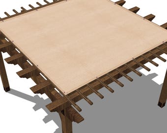 Pérgola personalizada con toldo de HDPE beige y ojales de acero inoxidable