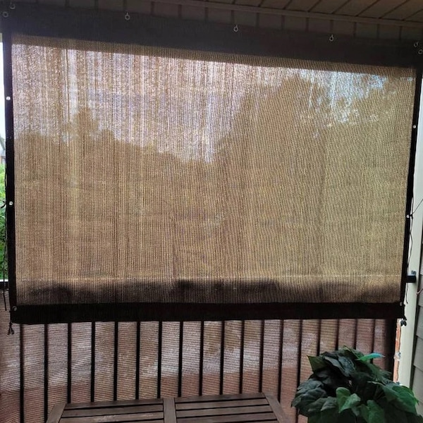 Custom Sun Shade Rod Pocket Panel w/Grommets on 3 sides, Rod pocket on bottom for Patio, Awning, Gazebo, Canopy Side Wall- Mocha Brown (WxH)