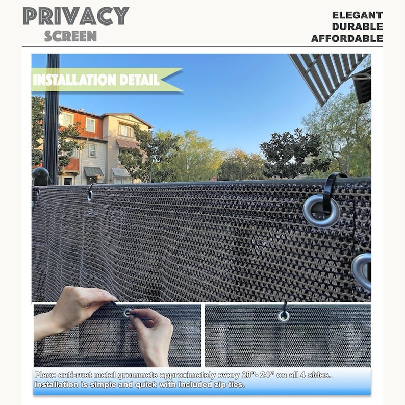 6ft Tall Custom Sized Elegant Privacy Screen Backyard Deck, Patio, Balcony, Fence, Pool, Railing Mocha Brown image 4