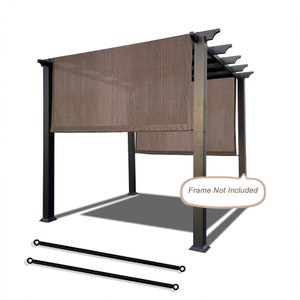 Custom Sized Universal Breathable Pergola Cover – Adjustable Shade Cover with Heavy Duty Metal Rods and Paracord- Mocha Brown