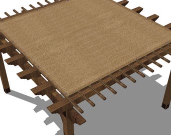 Toldo para pérgola personalizado: toldo transpirable de HDPE con ojales - Nogal