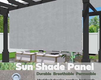 Grey Sun Shade Privacy Panel: Custom Size Patio Cover