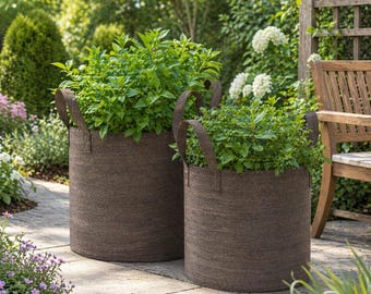 HDPE Mesh Grow Bag 2-Pack – Breathable Plant Container - Mocha Brown