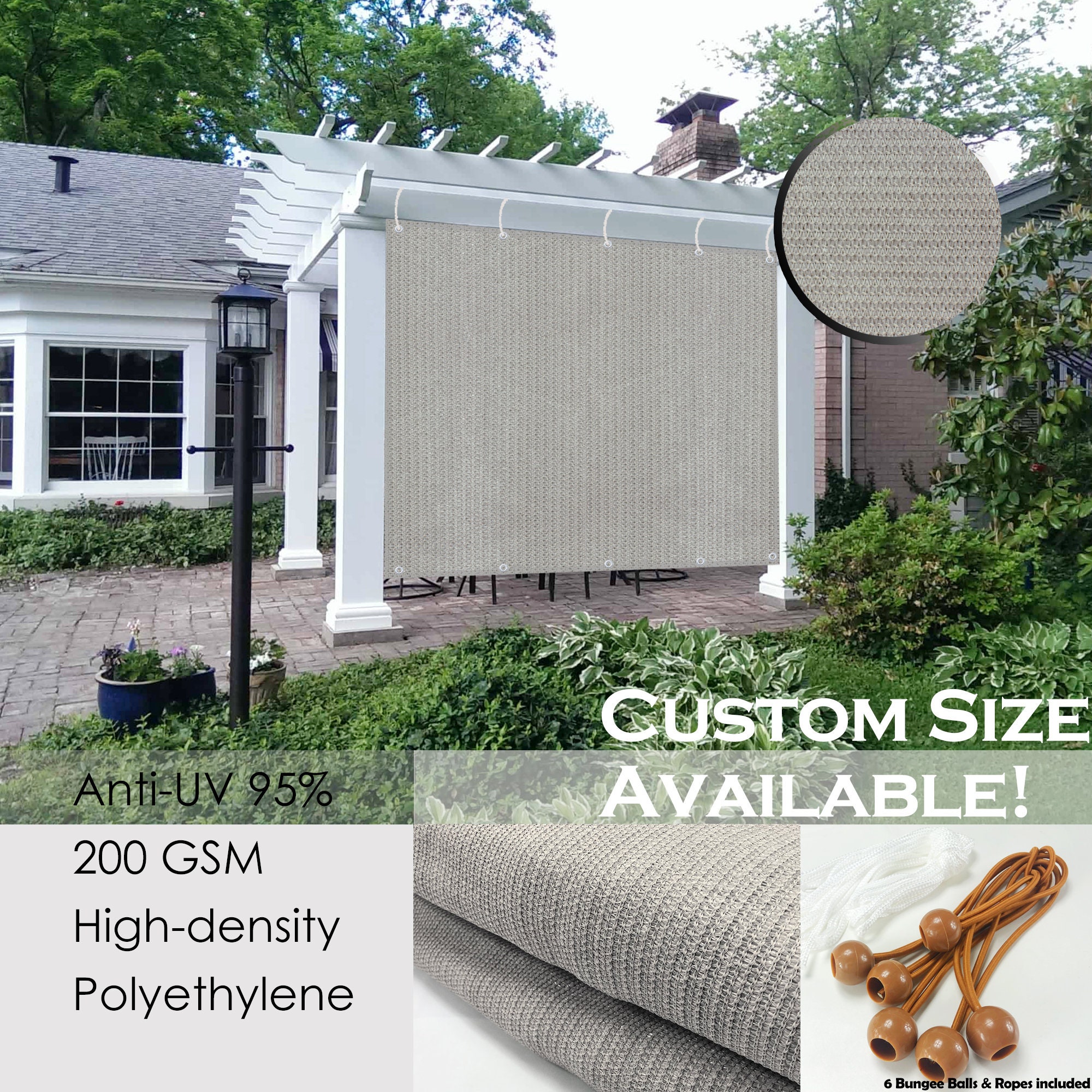Custom Sized 2 Sided Hems & Grommets Sun Shade Privacy Panel Etsy