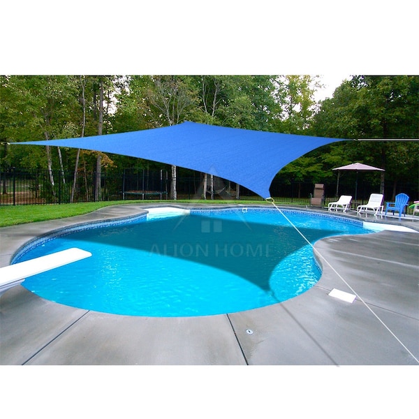 Custom Sized Rectangle Curved Edge Sun Shade Sail- 185GSM Permeable Shade Canopy  - Blue