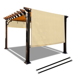 Custom Sized Beige Pergola Cover: Breathable Shade with Metal Rods