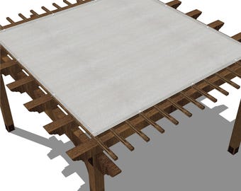 Pérgola personalizada con parasol: toldo de HDPE color tostado ahumado con ojales de acero inoxidable