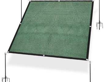 Custom Sized 50% Sun Block Garden Netting Mesh UV Block Plant Shade Plant Protector Garden Cover - with 4 pcs 4 FT Sticks - Dark Green