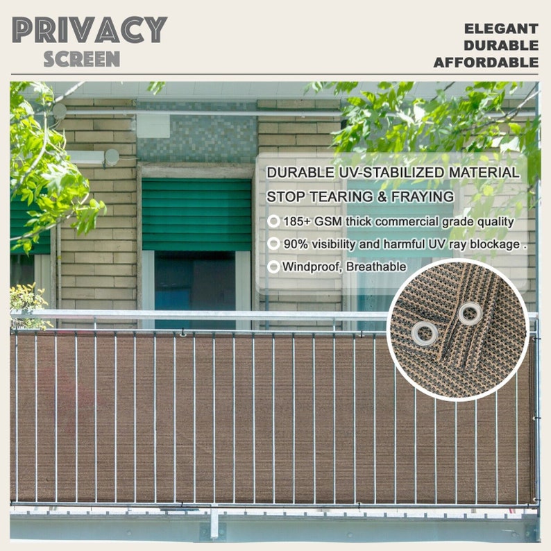 6ft Tall Custom Sized Elegant Privacy Screen Backyard Deck, Patio, Balcony, Fence, Pool, Railing Mocha Brown image 5