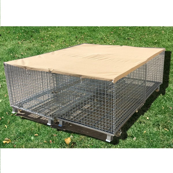 Custom Sized Breathable Sun Block Dog Run & Pet Kennel Shade Cover - Banha Beige (Dog kennel not included)