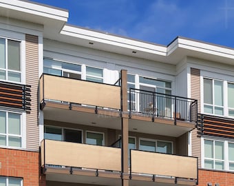 Mampara de privacidad beige a medida: Balcón, terraza, patio - 90 % de bloqueo