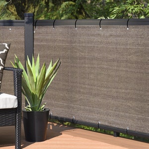 10ft Tall - Custom Sized Wind Screen Fence Privacy Screen - Backyard Deck, Patio, Balcony, Pool, Railing - Walnut