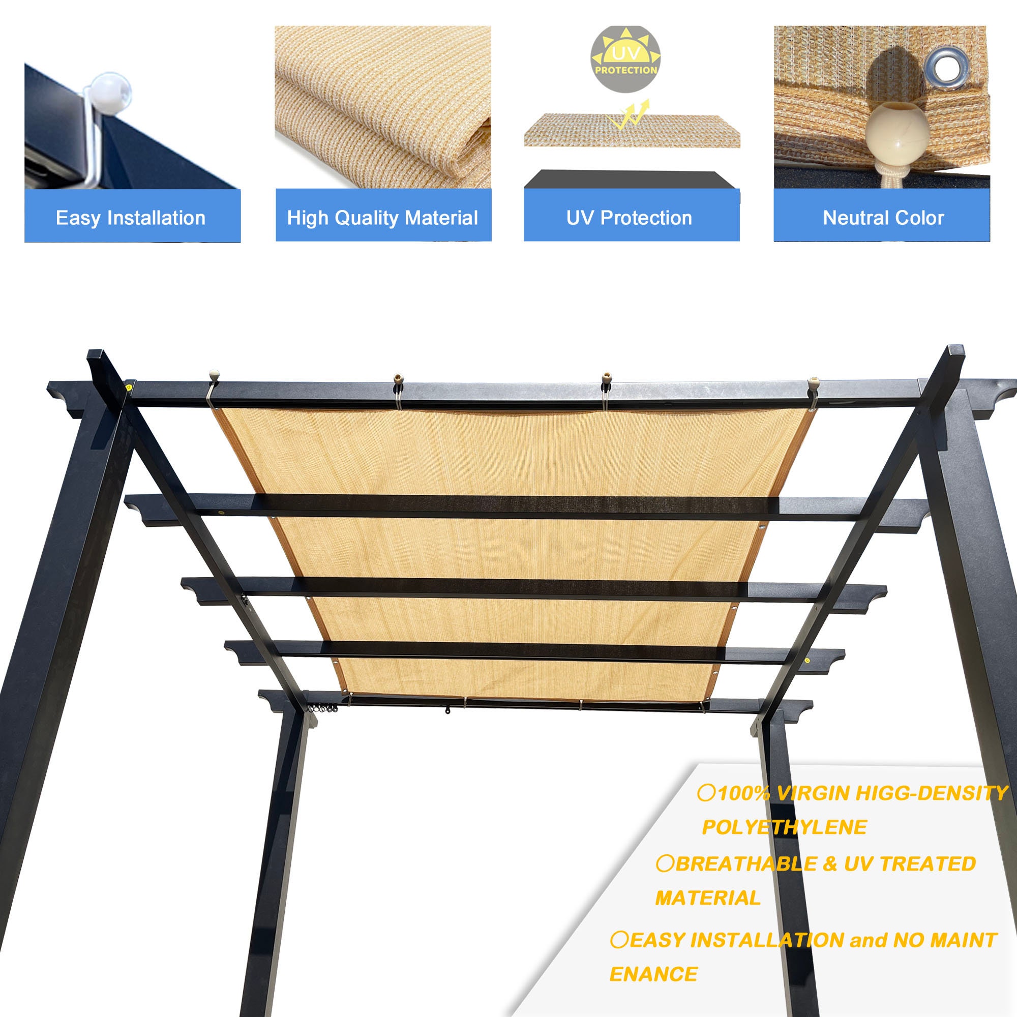 Custom Sized Permeable Pergola Sun Shade Cover Patio Canopy W/ Etsy