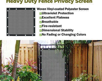 Custom Sized 95% UV Block Gate PVC Coated Privacy Screen Panel-Shade & Privacy Barrier for Gate, Fence, Yard, Driveway - Grey