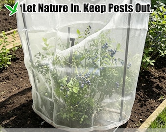 Fine Mesh Garden Plant Protection Bag with 2 Support Poles, Insect Bird Netting Cover for Vegetables Fruits Flowers, Garden Pest Barrier