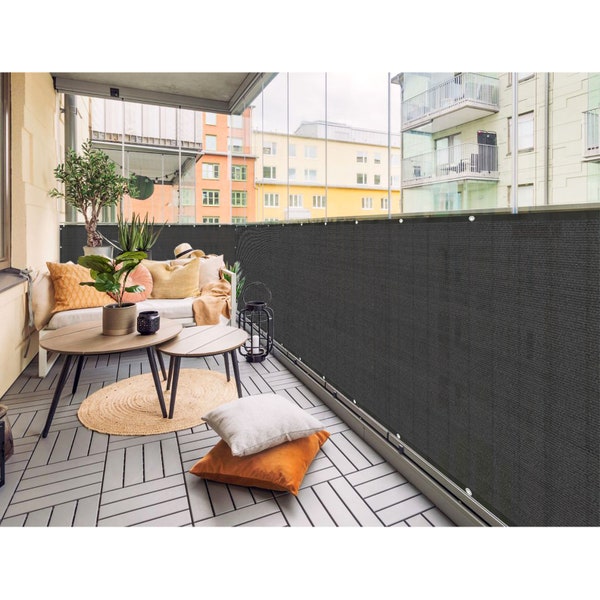 2ft , 3ft , 4ft, 5ft, 6ft Tall Custom Sized Elegant Privacy Screen - Backyard Deck, Patio, Balcony, Fence, Pool, Railing - Black