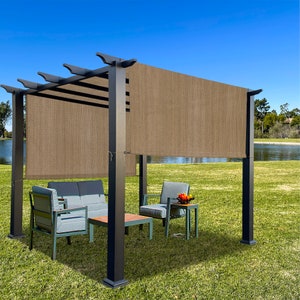 Custom Sized Permeable Pergola Shade Cover–Outdoor Adjustable Shade Cover with Heavy Duty Weighted Metal Rods and Paracord - Walnut