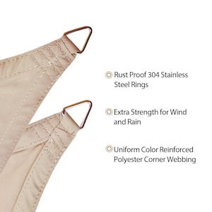 Heavy Duty Wateproof Shade Sail-Straight Edge Sun Shade Cover- Shade Cloth for Patio, Pergola, Backyard, Awning- Beige