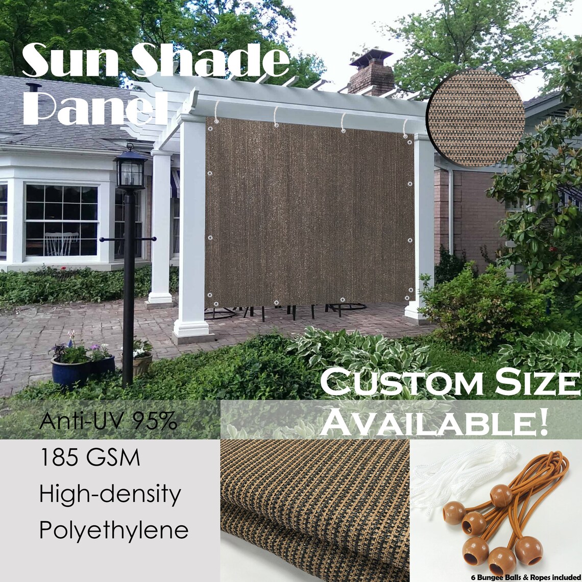 Custom Sized Sun Shade Privacy Panel with Grommets on 4 Sides Etsy