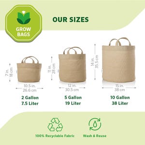 Custom-Sized HDPE Mesh Grow Bag - Premium Breathable & Durable Plant Container, Beige, 2-Pack
