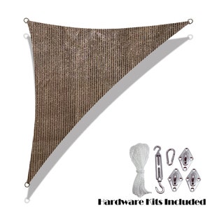 Custom Sized Right Triangle UV Block Sun Shade Sail Permeable Canopy w/Stainless Hardware Kit - Mocha Brown