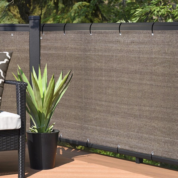 Custom sized Elegant Privacy Screen - Backyard Deck, Patio, Balcony, Fence, Pool, Railing -Grommet/12'' - Walnut