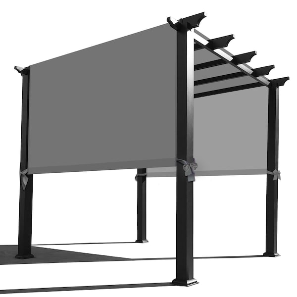 Custom Sized Rod Pocket Waterproof Universal Replacement Shade Canopy Top Cover for Pergola - Grey