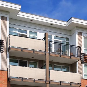 24 po. (2 pi) de haut - Paravent de confidentialité élégant de taille personnalisée - Terrasse dans la cour, patio, balcon, clôture, piscine, balustrade - Beige Banha