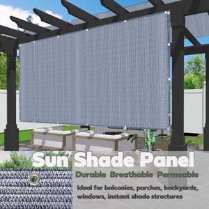 8FT Width Custom Sized Sun Shade Privacy Panel for Patio, Window Cover, Pergola or Gazebo -Navy Grey