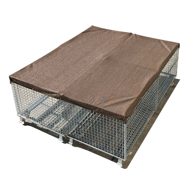 Custom Sized Breathable Sun Block UV Block Dog Run & Pet Kennel Shade Covery- Mocha Brown (Dog kennel not included)