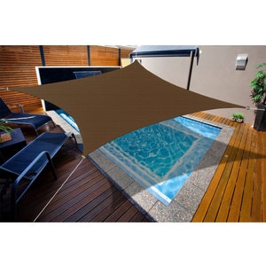 Custom Sized Rectangular/ Square Curved Edge Sun Shade Sail- 185GSM Permeable Sun Shade Canopy - Mocha Brown