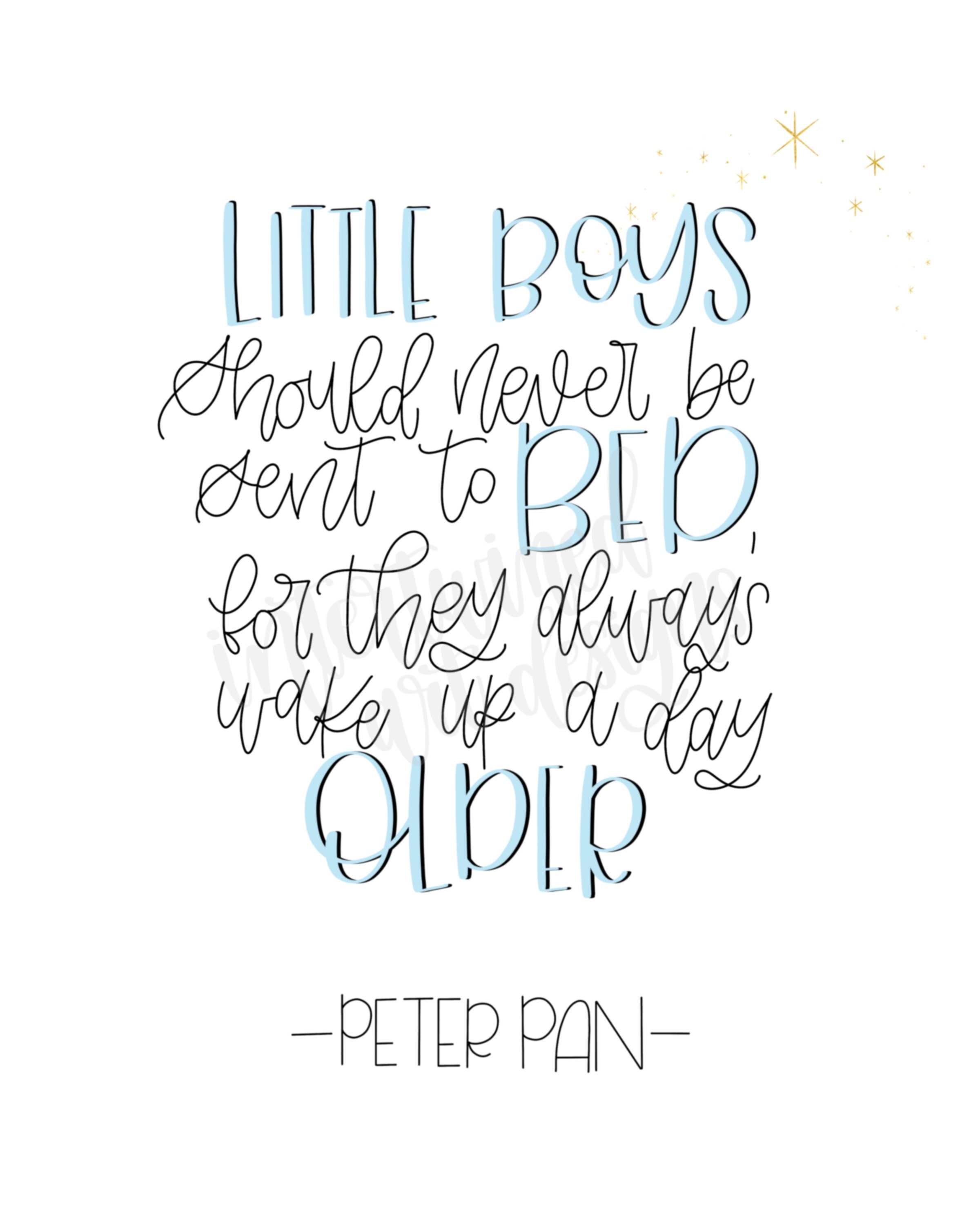 Peter Pan Little Boy Quote Quote For Boys Room Peter Pan Quote Print Blue & Gold | Etsy