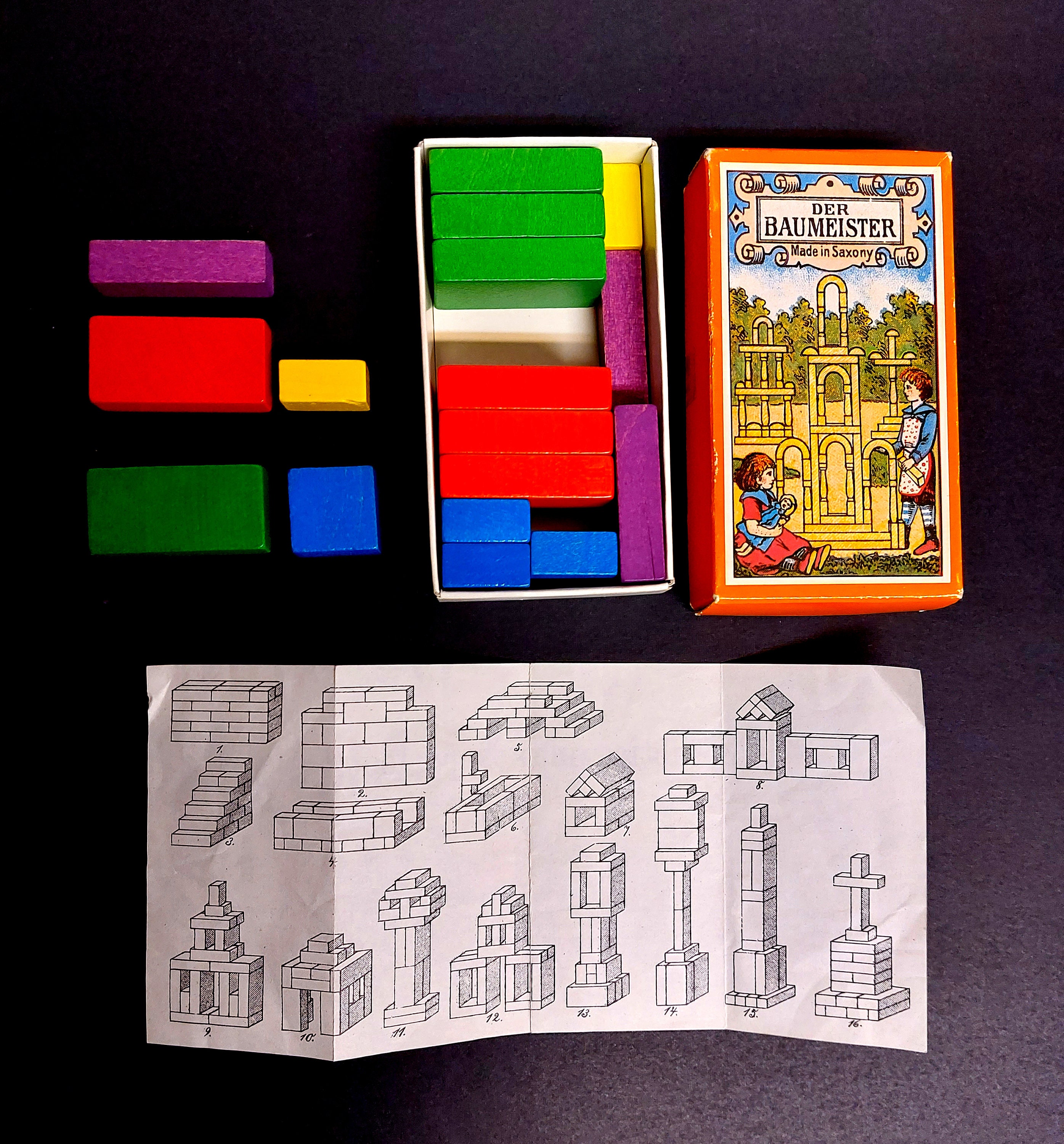 Vintage DER BAUMEISTER Mini Wood Building Blocks Made in Saxony 1983 W ...