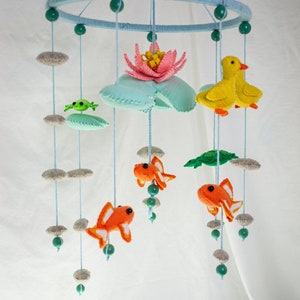 Pond baby mobile, Fish, Duck, Turtle and Frog baby mobile