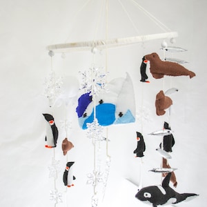 Arctic baby mobile-baby mobile - penguin baby mobile