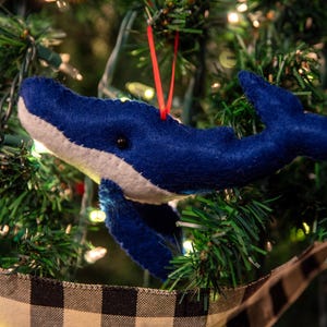 Kerstboomornament blauwe vinvis