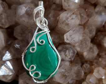 Malachite & Sterling Silver Pendant  - 20" chain OPTIONAL (#S-471))