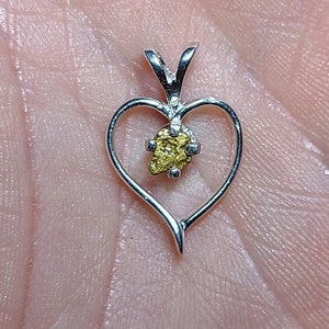 Alaskan Gold Nugget & Sterling Silver Heart Pendant (#GN-1)