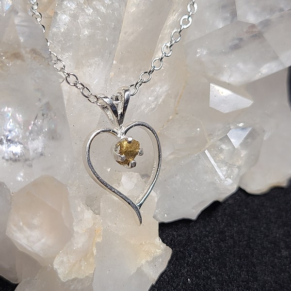 Alaskan Gold Nugget & Sterling Silver Heart Pendant (#GN-1)