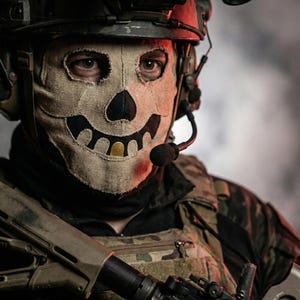 Custom Skull Balaclava with Gold Tooth - Beige Skeleton Ski Mask - Urban Streetwear Hood - Funny Grinning Face Cover - Biker Halloween Mask