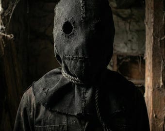 Fuel Sack Mask  Gritty Texture Horror Hood Distressed Burlap