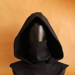 Black Techwear Hood with Face Mask image 2