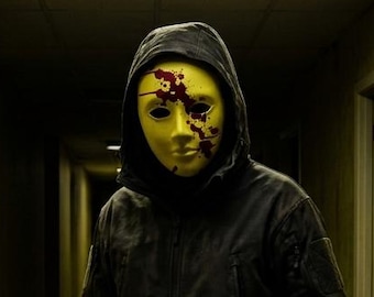 Backrooms Inspired Mask | Creepy Bloody Yellow Mask | Liminal Space Horror Prop | Creepypasta Cosplay Costume | Halloween Mask
