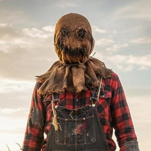 Creepy Round Burlap Mask  Stitched Scarecrow Sack