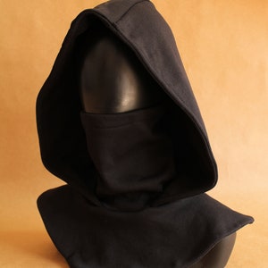 Black Techwear Hood with Face Mask image 3