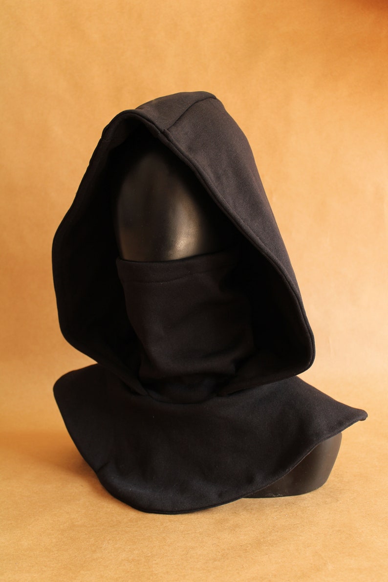 Black Techwear Hood with Face Mask image 3