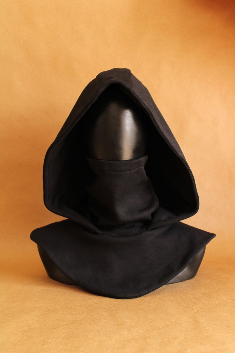 Black Techwear Hood with Face Mask image 2