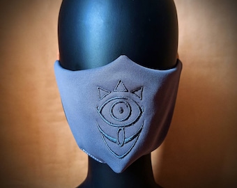 Zelda Sheikah-ooggezichtsmasker – geborduurd scubasuède