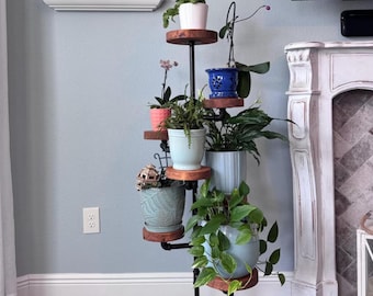 Industrial plant stands, 4 to 7 tiers, freestanding design.